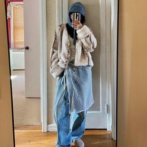 Faux Fur Stripe Crop coat